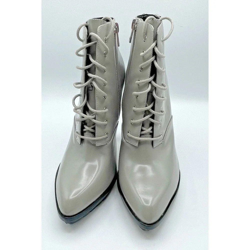 Calvin Klein SABRINA Grey Leather Heel Ankle Boots - Size 9